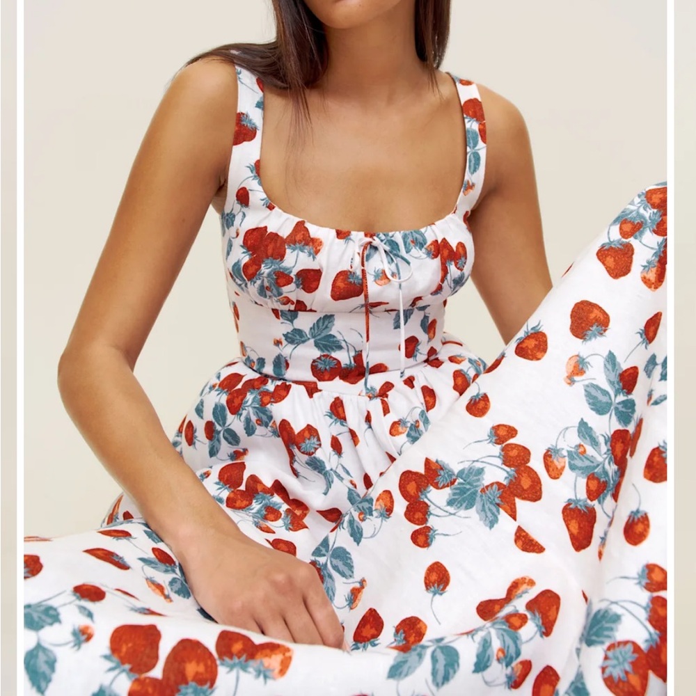 NWT REFORMATION Balia Linen Dress, Strawberry Jam, size 6 - Picture 4 of 7